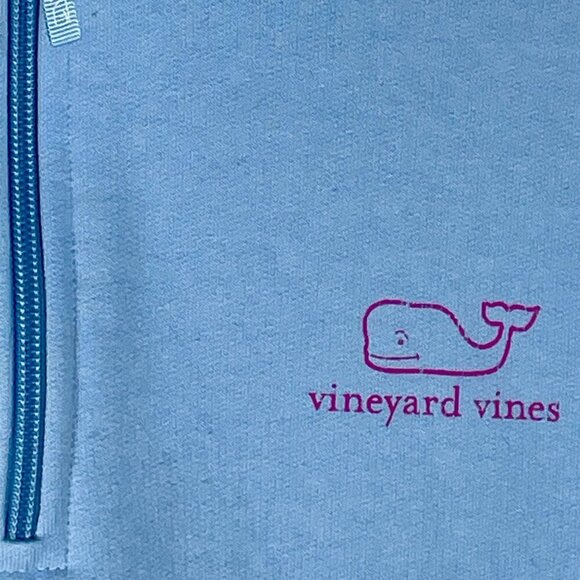 Vineyard Vines Cotton Blend Blue Quarter-Zip Pullover Whale Sweatshirt Womens M - Picture 10 of 12